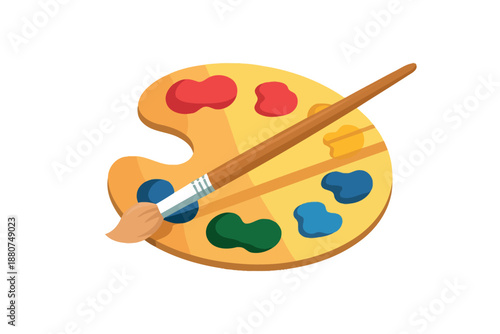 Colorful Paint Palette with Brush