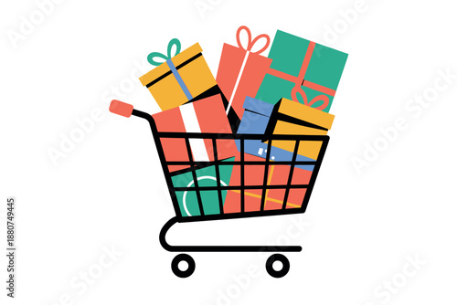 Colorful Gifts in Shopping Cart