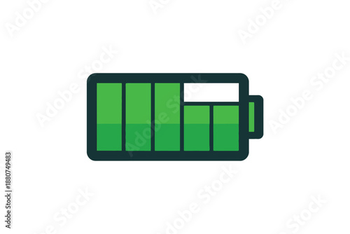 Green battery icon with low charge level indicator and white space