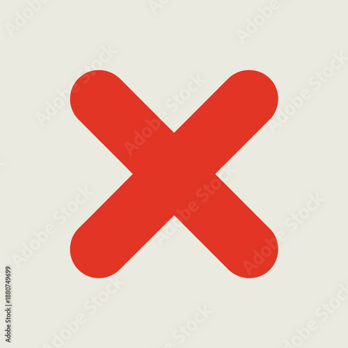 A stark red cross mark symbol against a muted neutral background, representing negation, cancellation, or error