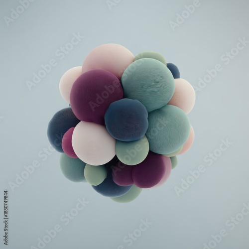 Wallpaper Mural Abstract digital art of clustered, textured spheres in pastel shades against a plain backdrop Torontodigital.ca