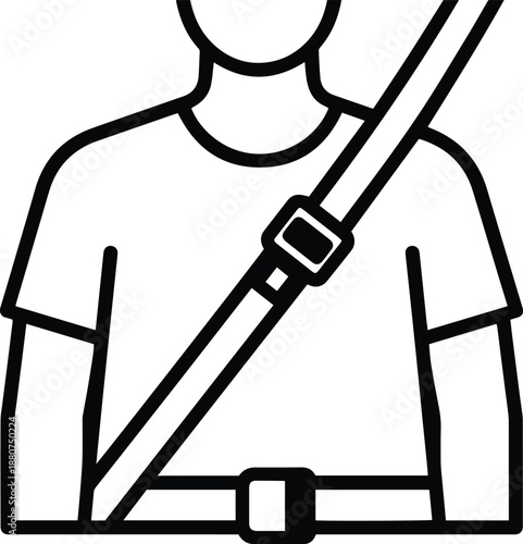 Car Seatbelt Icon in Outline Style