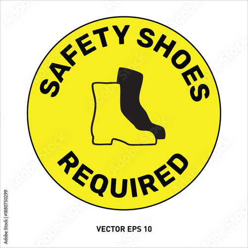 Carpet Decals – Safety Shoes Required Vector Sign for Workplace Safety