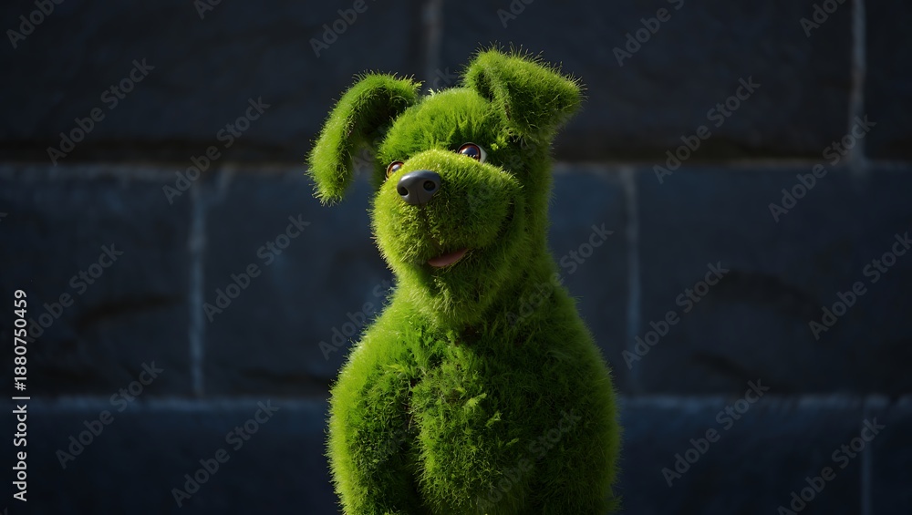Obraz premium Green Puppet Dog Character CloseUp Portrait Image