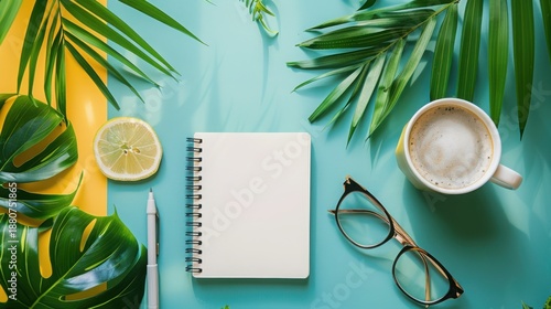 Spring Business Flat Lay With Notebook And Copy Space