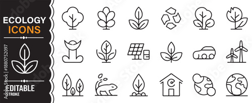 Environmental protection and green energy outline icon collection