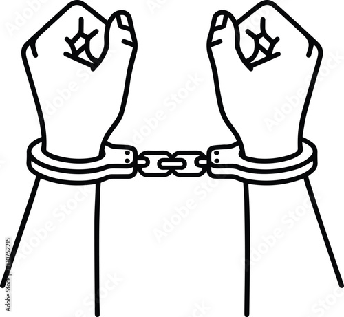 Hands in Handcuffs Icon in Outline Style