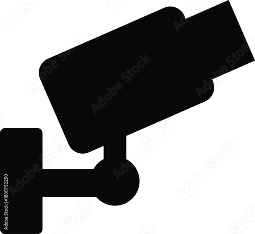 Monochromatic icon of a security camera used for surveillance and safety monitoring
