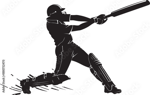 Male cricket player illustration in action sports design