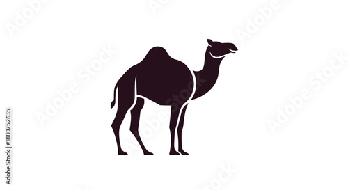 Elegant desert camel silhouette vector graphic, capturing the iconic animal's majestic form and resilient spirit, ideal for diverse design projects and cultural themes