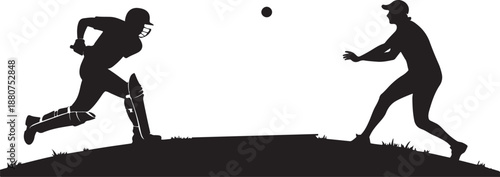 Male cricket players illustration with various actions and poses