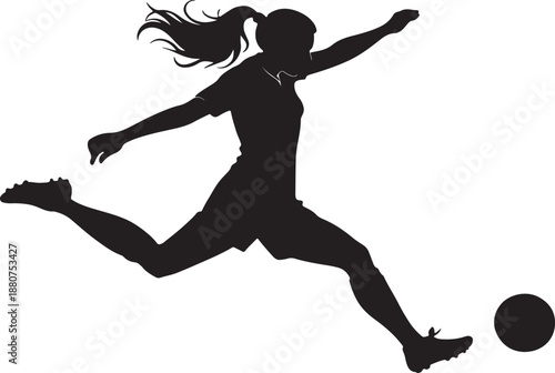 Girl playing football female soccer player illustration