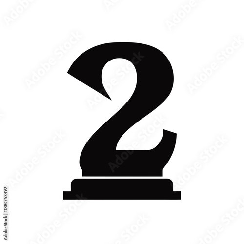A black number two trophy icon on a white background