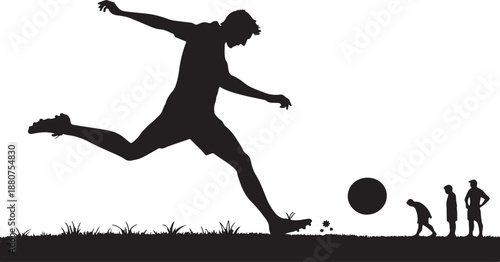 Man playing football male soccer player illustration in action vector design