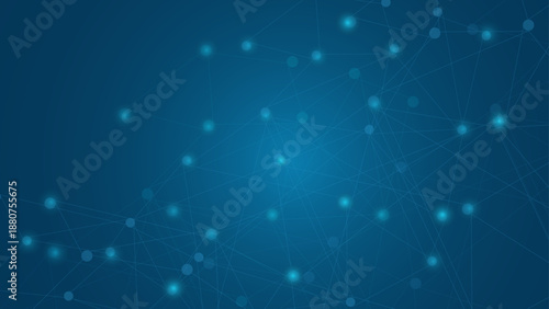 Abstract Technology Network Background with Connected Dots and Lines on Blue Gradient