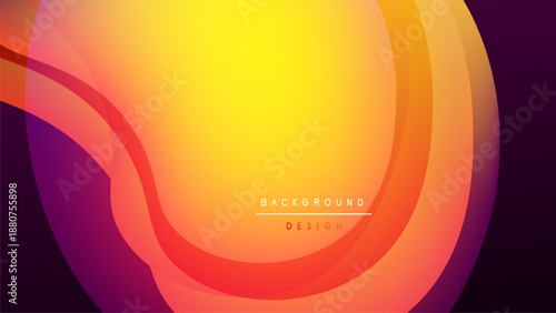 Abstract gradient waves, vibrant colors blend. Yellow, orange, purple hues dominate dark backdrop. Modern design element.