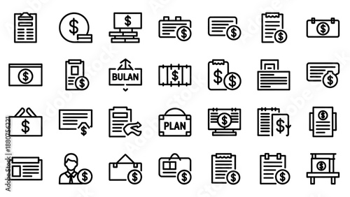 Financial Icons Collection with Dollar Signs.