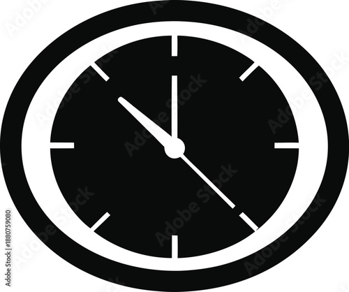 Classic analog clock icon showing time passing in black and white