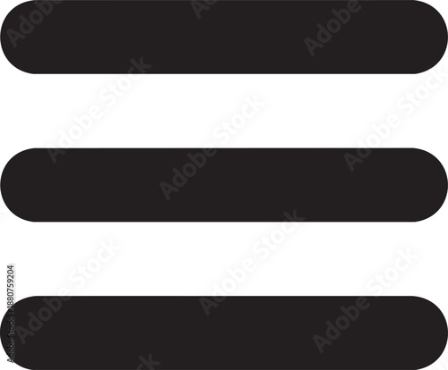 Menu Icon – Black Minimal Hamburger and List Navigation Symbol