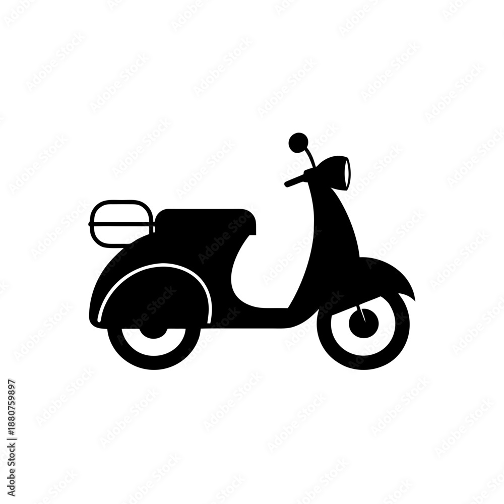 Obraz premium A minimalist black silhouette of a classic scooter on a white background