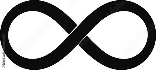 Black infinity symbol graphic for timeless and endless concept