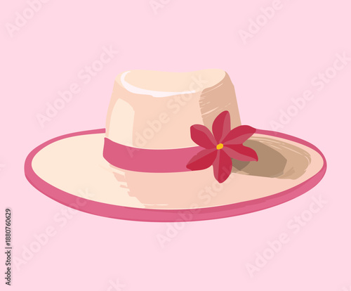 Elegant straw hat with red flower for sophisticated feminine fashion and stylish headwear accessory for spring garden party