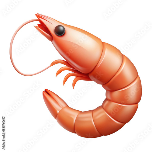 3d rendered cooked shrimp isolated on transparent background
