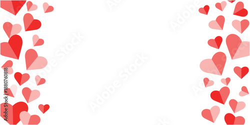 Hearts banner card frame background with red, and pink, valentine, day, border, design, poster, template, paper, decorative, love, celebration vector illustration.