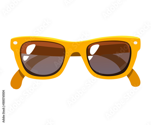 Classic yellow sunglasses for retro fashion look and trendy eyewear accessory for beach vacation and outdoor summer events