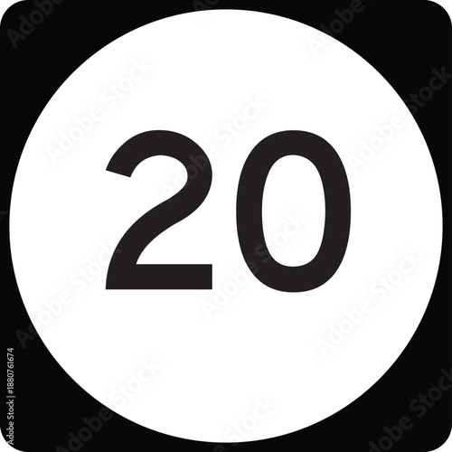 US State Highway Marker 20 Default Design Circular Sign Editable Vector