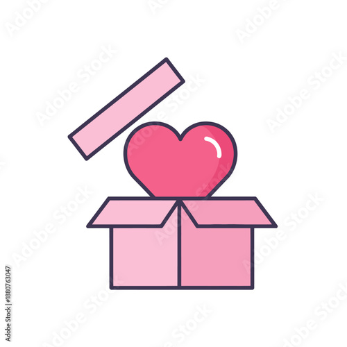 Heart Emerging from Pink Open Box.