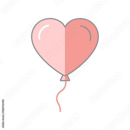 Pink Heart Shaped Balloon Illustration.