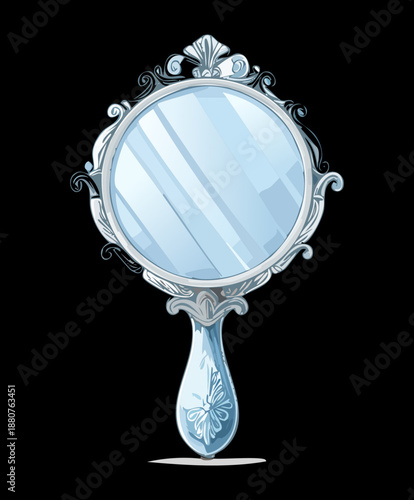 ornate silver vanity mirror for vintage beauty and elegant feminine grooming accessory for dressing table decor