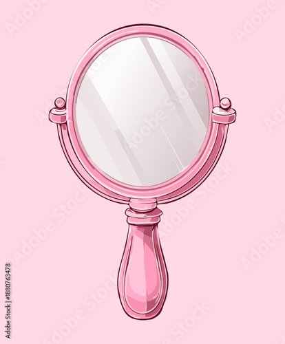 standing pink vanity mirror for beauty grooming and elegant feminine accessory for dressing table and home