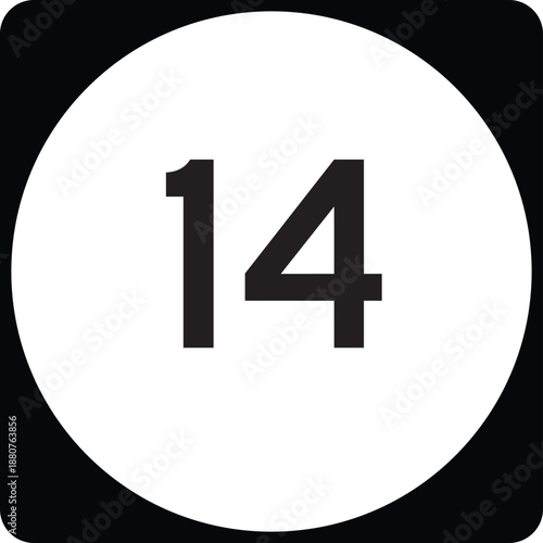 US State Highway Marker 14 Default Design Circular Sign Editable Vector