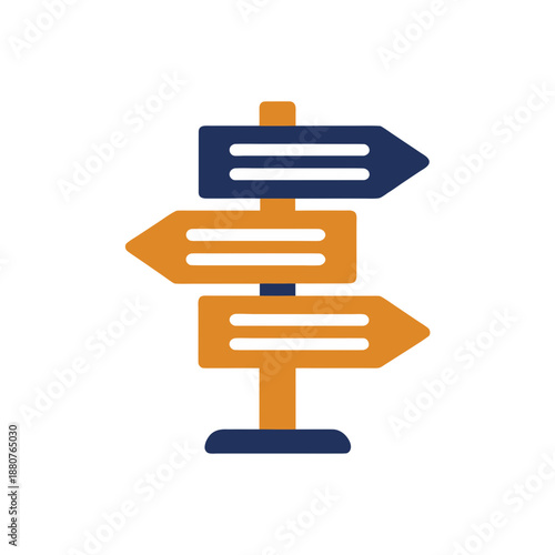 Multiple directions signpost isolated on transparent background