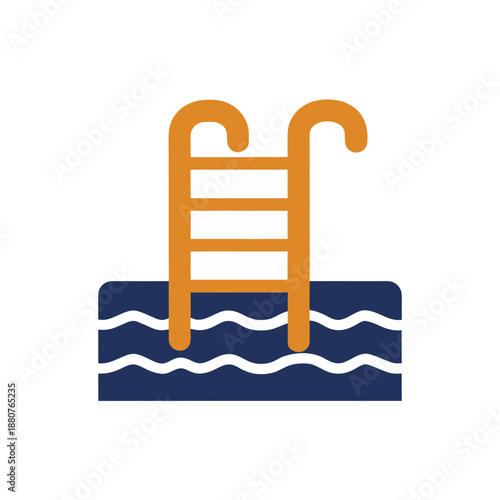 Staircase leading into water isolated on transparent background