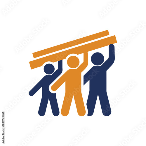 Team effort in construction isolated on transparent background