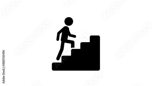 person climbing stairs icon representing ambition progress and overcoming challenges in a business or personal development context for success.