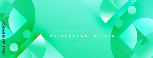 Abstract turquoise background features overlapping shapes, gradients, dynamic composition. Modern design element for banners, websites.