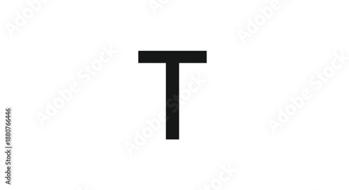 Large bold black capital letter T isolated on a plain white background for alphabet, typography, initials, and basic graphic design projects.