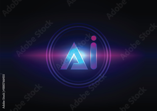 Abstract digital technology background with futuristic AI circle backdrop and glowing neural network elements for graphic design.