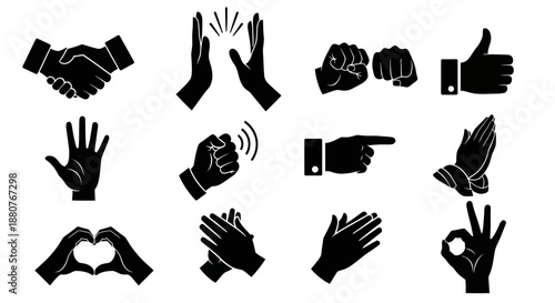 Black hand gestures and signs.
