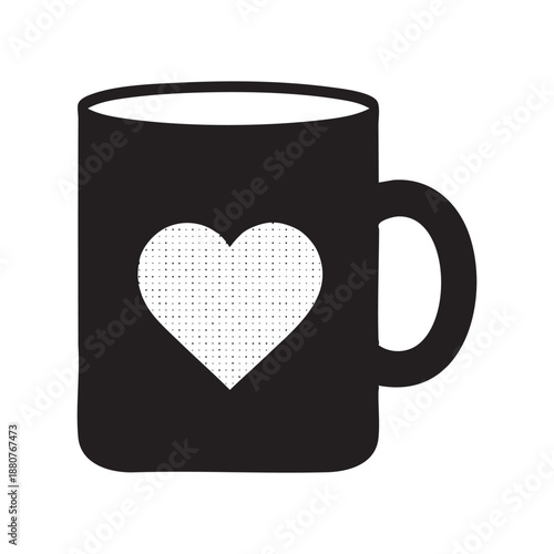 Minimalist coffee mug with heart design