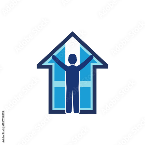 Person holding up arrow isolated on transparent background