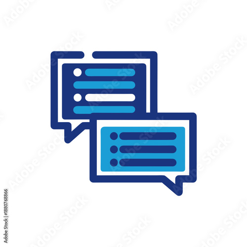 Two speech bubbles in conversation isolated on transparent background