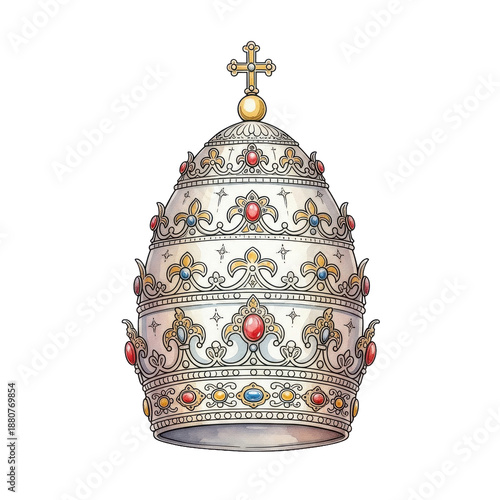 Papal Tiara Crown Jewels Religious Symbol