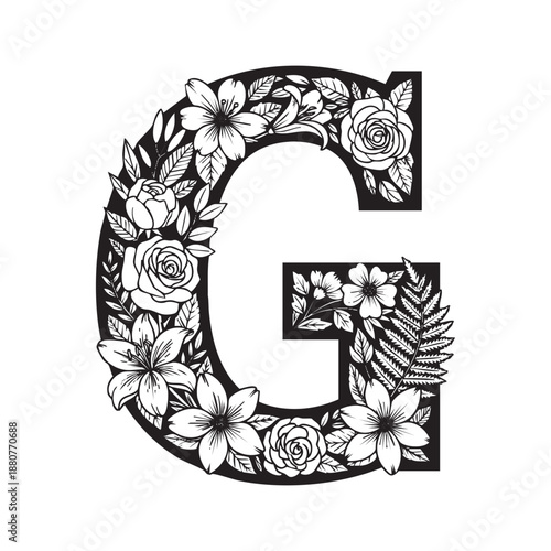 Elegant floral letter g illustration