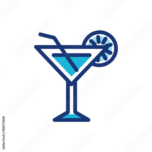 Refreshing lemon cocktail isolated on transparent background