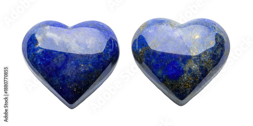 Blue heart stones, valentine love symbols, isolated on transparent background